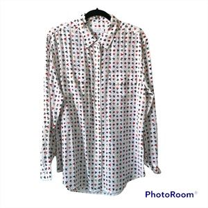 Equipment 100% Silk Green Clover and Flower Blouse